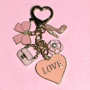 Pink and Gold Charm Keychain